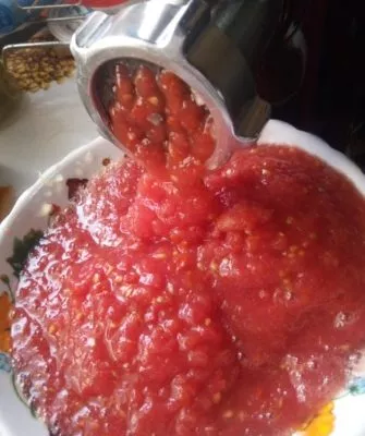 Перекрутила помидоры на мясорубке