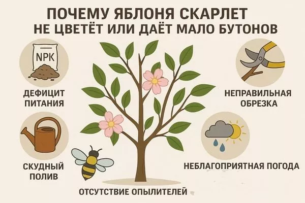 причины скудного или отсутвующего цветения Скарлет