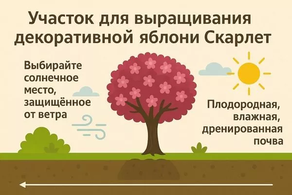 выбор участка для яблони Скарлет
