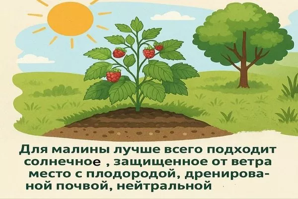 выбор места для посадки малины Дочь Геракла