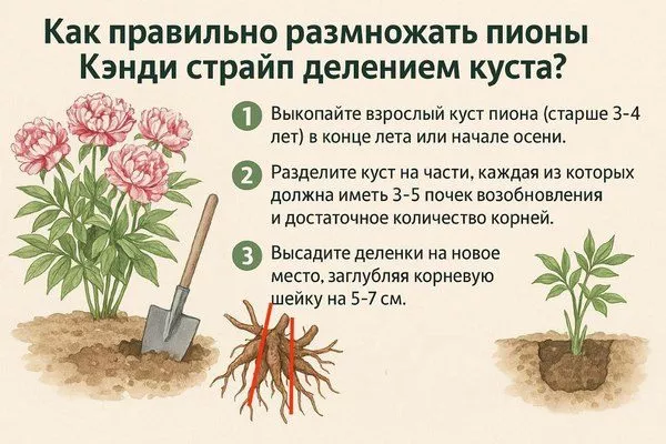 размножение пиона Кэнди страйп делением куста