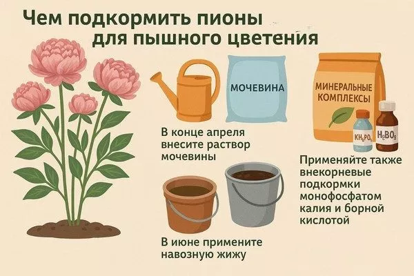 сочетание корневых и внекорневых подкормок для пиона