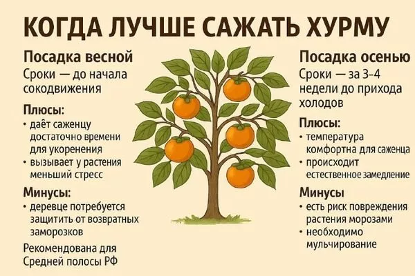 выбор срока посадки хурмы