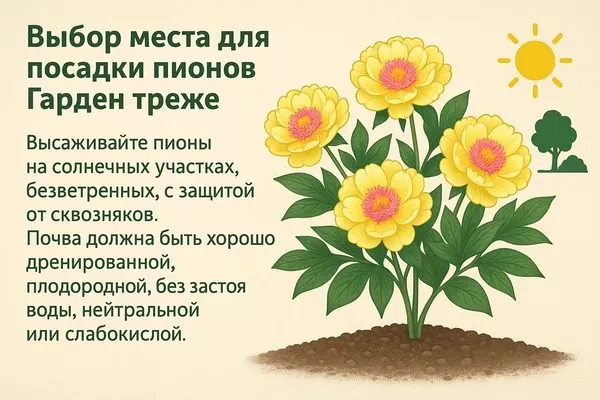 выбор участка для выращивания пионов Гарден треже