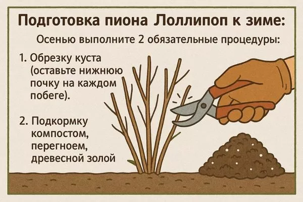 подготовка пиона Лоллипоп к зиме