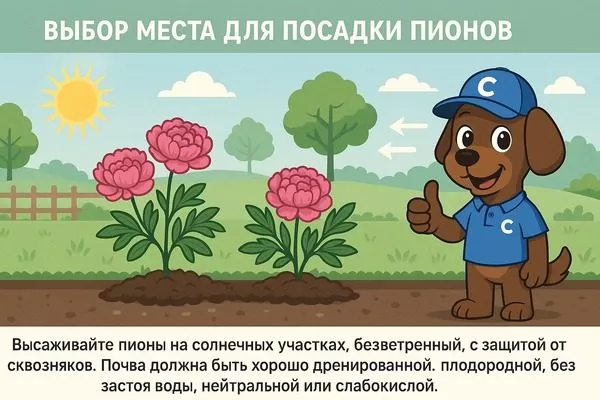 выбор места посадки пионов Бразер Чак