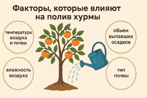факторы, которые влияют на полив хурмы