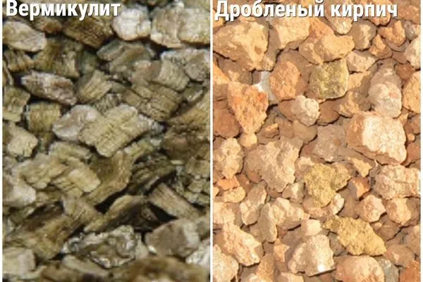 Вермикулит и дробленый кирпич