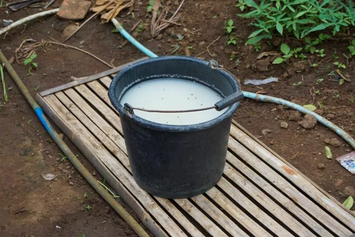 приготовление раствора для сада в ведре