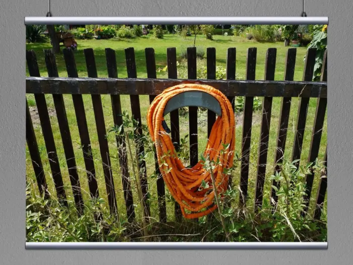 осенний сад с шлангом