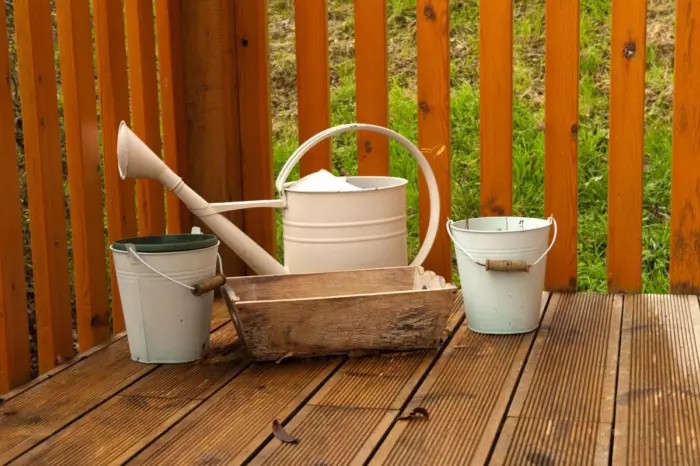 лейка и ведро в огороде