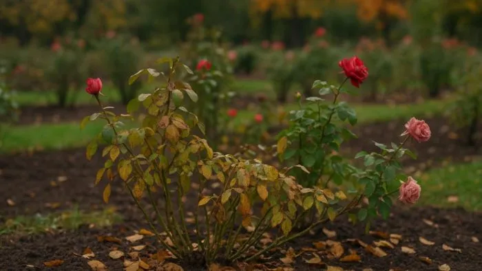 осенний куст розы