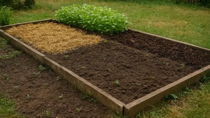 пустая грядка в августе