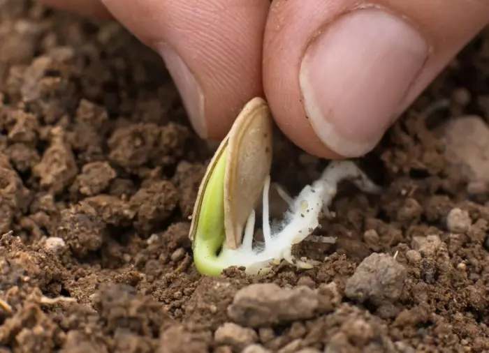 семена тыквы в лунке