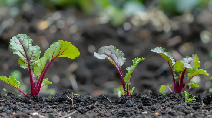 всходы свеклы с двумя листьями